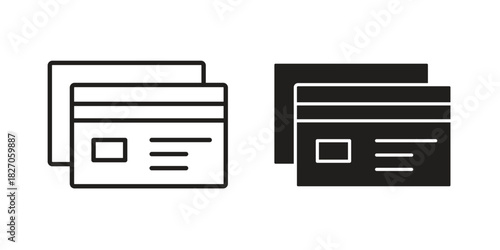 Credit card icon flat simple icon. Liner version - stock vector.