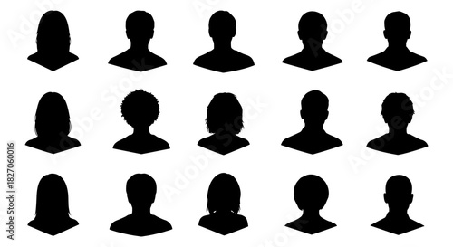Various Silhouettes of Human Heads A Diverse Collection for Profile Design and Representation