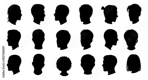 Diverse head silhouettes A collection of characterful head outlines