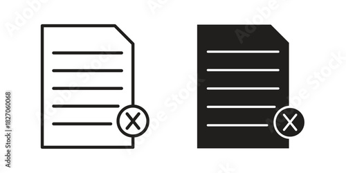 Delete Document icon flat simple icon. Liner version - stock vector.