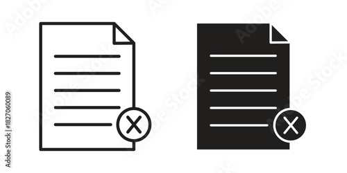 Delete Document icon flat simple icon. Liner version - stock vector.