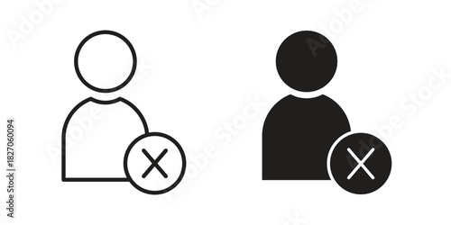 Delete user icon flat simple icon. Liner version - stock vector.