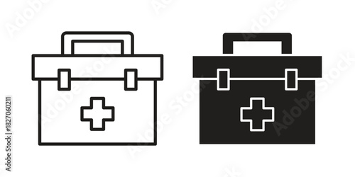 Doctor bag icon flat simple icon. Liner version - stock vector.