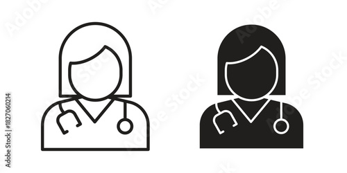Doctor icon flat simple icon. Liner version - stock vector.