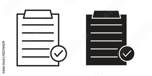 Document accept icon flat simple icon. Liner version - stock vector.