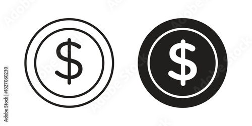 Dollar icon flat simple icon. Liner version - stock vector.