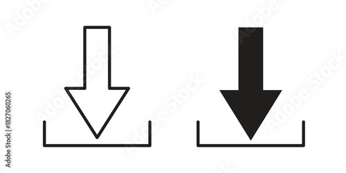 Download icon flat simple icon. Liner version - stock vector.