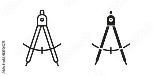 Drafting compass icon flat simple icon. Liner version - stock vector.