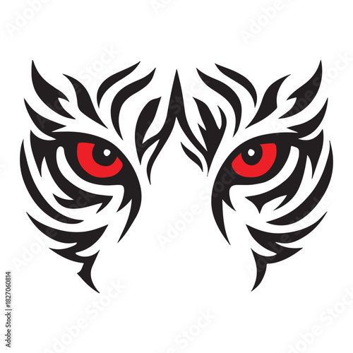 Fierce Tribal Tiger Eyes Blazing With Intensity And Untamed Power