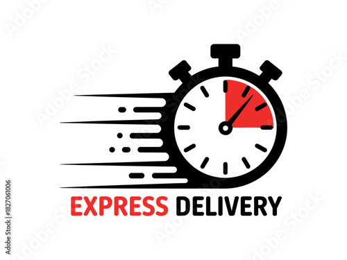 Express delivery stopwatch symbolizes speed and timely service for packages.