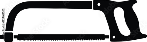 Hacksaw silhouette illustration for woodworking and metal cutting
