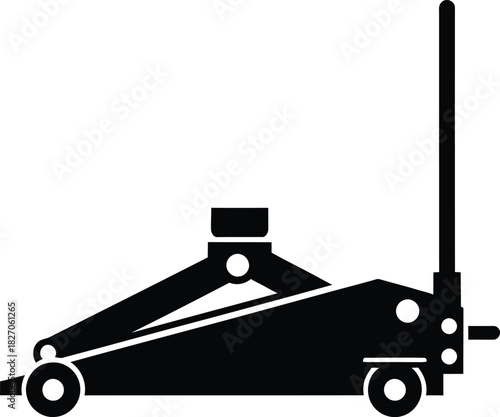 Black and white silhouette of a hydraulic floor jack