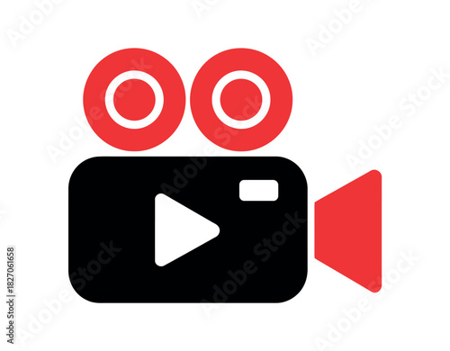 A simple graphic icon representing a video camera with a play button.