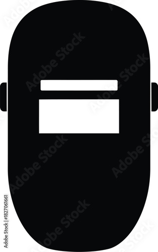 Simple black and white welding mask icon illustration