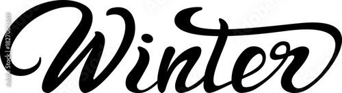 black and white, winter lettering