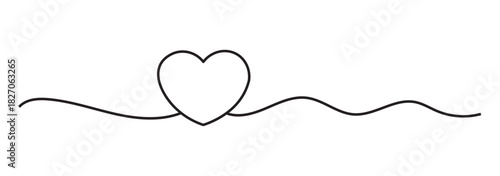 Heart icon hand drawn. Heart continuous line drawing. one line art sketch heart. Symbol love. Valentines card with line art drawing of simple heart sign.