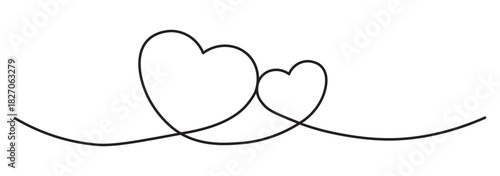 Heart icon hand drawn. Heart continuous line drawing. one line art sketch heart. Symbol love. Valentines card with line art drawing of simple heart sign.