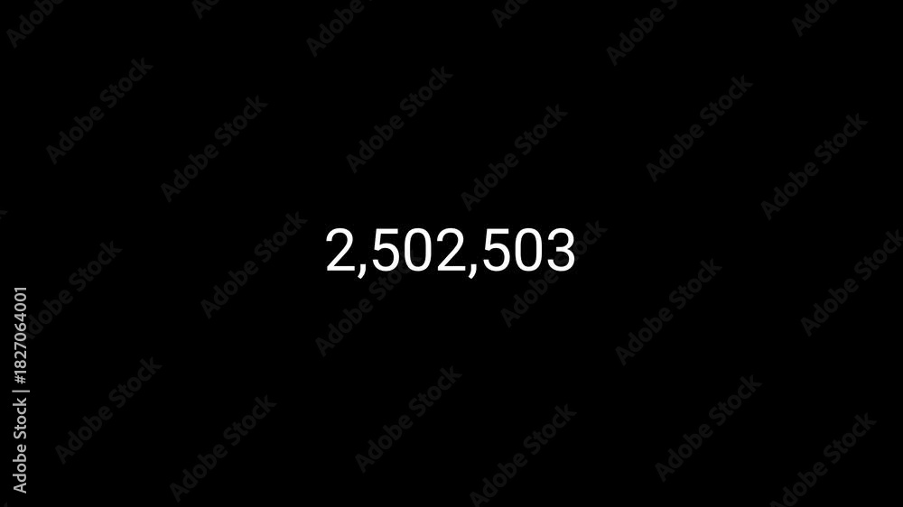 Number counter animation from 0 to 5000000 in 4k for likes and views ...