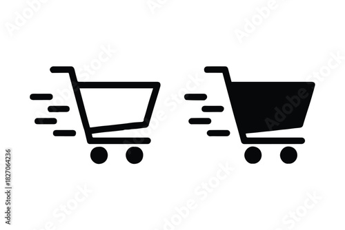 cart vector graphic two variants outline filled online store symbol