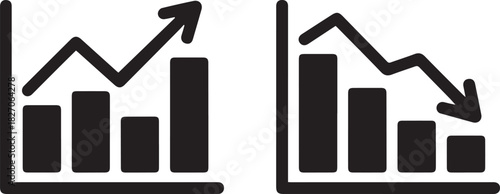 chart business data icons increase decrease bar line set
