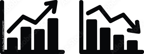 chart up and down trend icons bar graph line arrow symbols