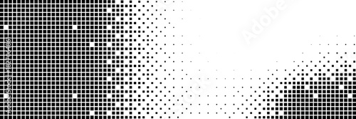 Abstract bitmap texture with green pixel dither pattern and glitch transitions. Digital halftone gradient background featuring radial waves, retro manga effect and Y2K overlay design elements.
