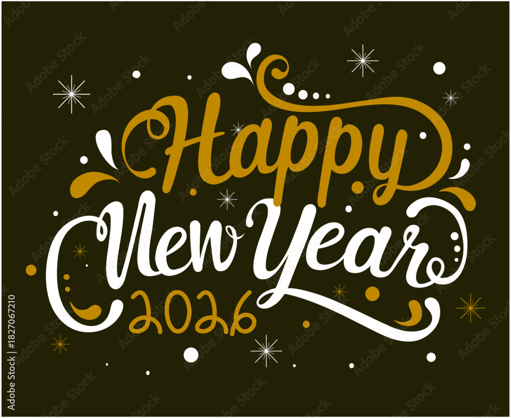 Naklejka premium Happy New Year 2026 Holiday Brown Color Design Abstract Vector Illustration