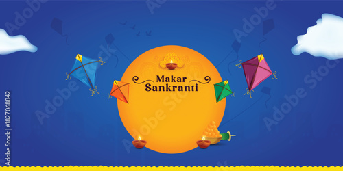 Happy makar sankranti Festival of South India, product display in empty background