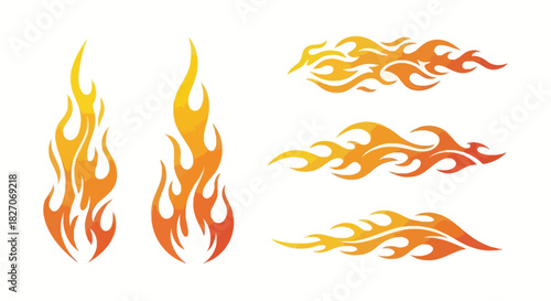 Fiery Flames - A Collection of Dynamic Fire Illustrations.