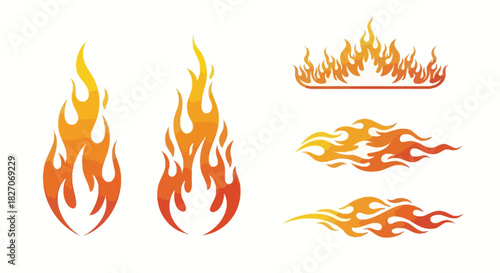 Fiery Flames - A Collection of Dynamic Fire Illustrations.