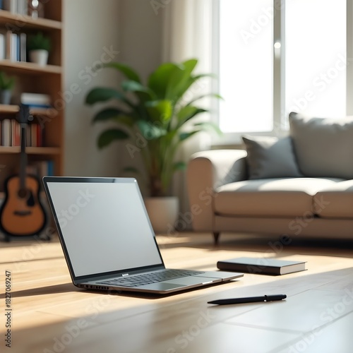 office desk with laptop