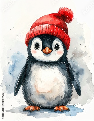 Holiday Penguin Illustration