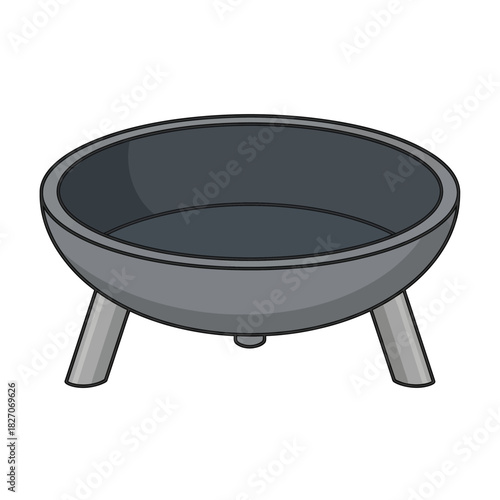 Gray Fire Pit with Three Legs Illustration.