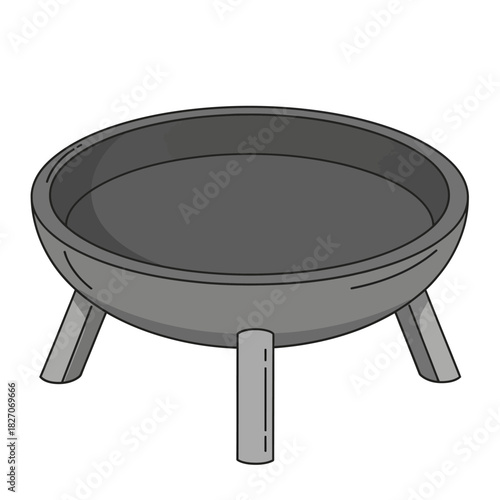 Illustration of a Cast Iron Fire Pit with Three Legs.