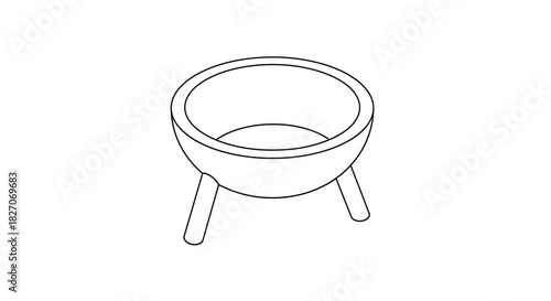 Minimalist Line Art of a Fire Pit on Three Legs.