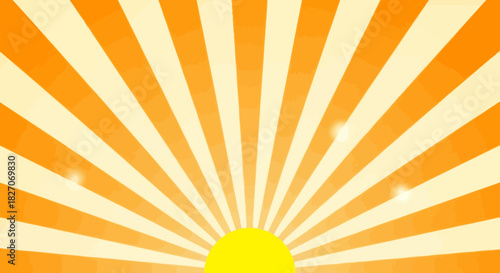 Radiant Sunburst - A Retro-Inspired Design with Bold Orange and Yellow Rays.