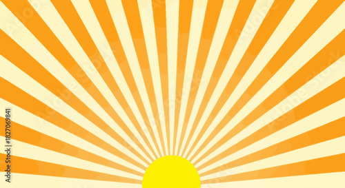 Radiant sunburst pattern with yellow and orange rays emanating from a central point.