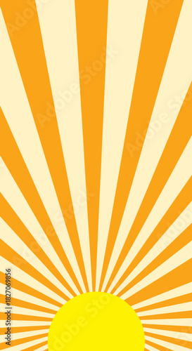 Radiant Sunburst Pattern with Yellow Sun and Orange Rays.