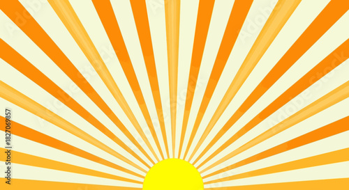 Radiant Sunburst Pattern with Yellow Sun and Orange Rays.