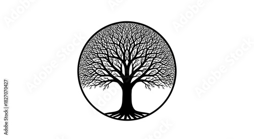 Tree of Life Symbol - Interconnectedness and Growth in a Circular Design.