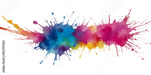 colorful rainbow holi paint color powder splash explosion isolated  in transparent background