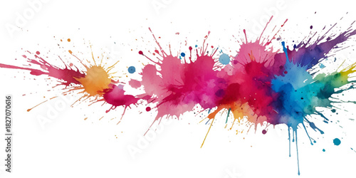 colorful rainbow holi paint color powder splash explosion isolated  in transparent background