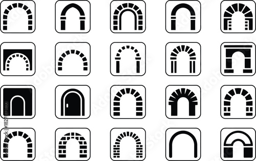 A versatile set of arch and gateway vector icons for design
