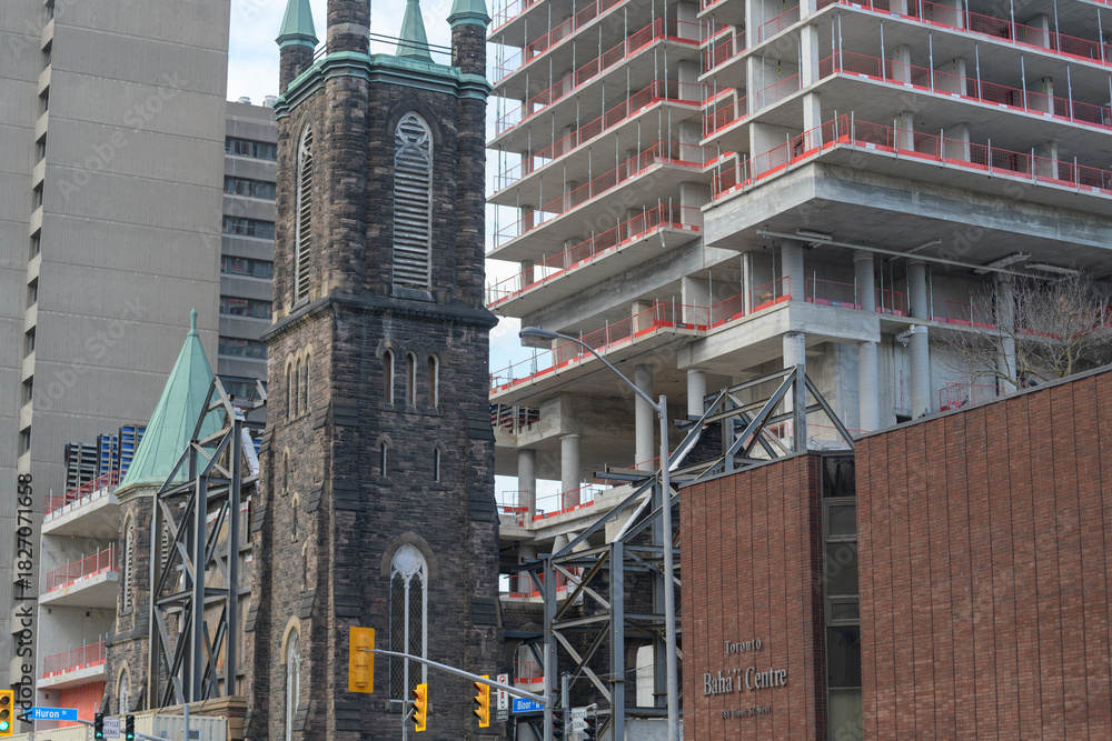 Fototapeta premium Cielo Residences, condo development by Collecdev-Markee, incorporating former Bloor St United Church, 300 Bloor St W, Toronto