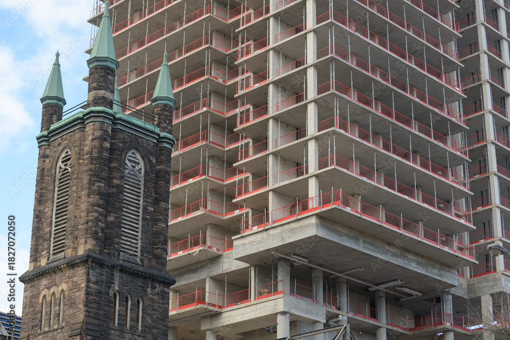 Fototapeta premium Cielo Residences, condo development by Collecdev-Markee, incorporating former Bloor St United Church, 300 Bloor St W, Toronto