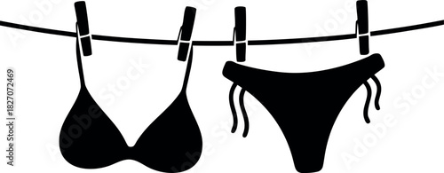 Bikini fashion design, vector swimsuit sketch, summer swimwear template, CAD drawing outline, women beachwear collection, editable flat illustration