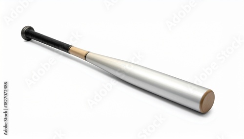 Wallpaper Mural Metallic silver baseball bat with black textured grip handle on neutral background Torontodigital.ca