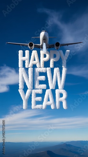 Airplane with banner and writing the phrase 