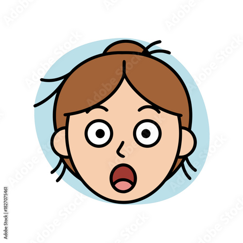 Wallpaper Mural Cartoon Face Surprise Emotion Open Mouth Wide Eyes Expressing Shock and Amazement Blue Background Simple Outline Art Style Torontodigital.ca