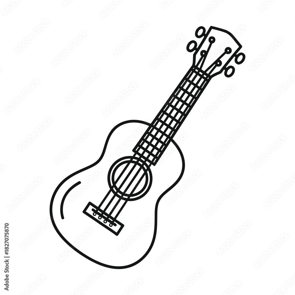 Naklejka premium Ukulele musical instrument line art simple outline icon vector illustration isolated on white background